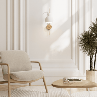 MOBO CERAMIC SWAN WALL LIGHT BRASS OAK - DYKE & DEAN