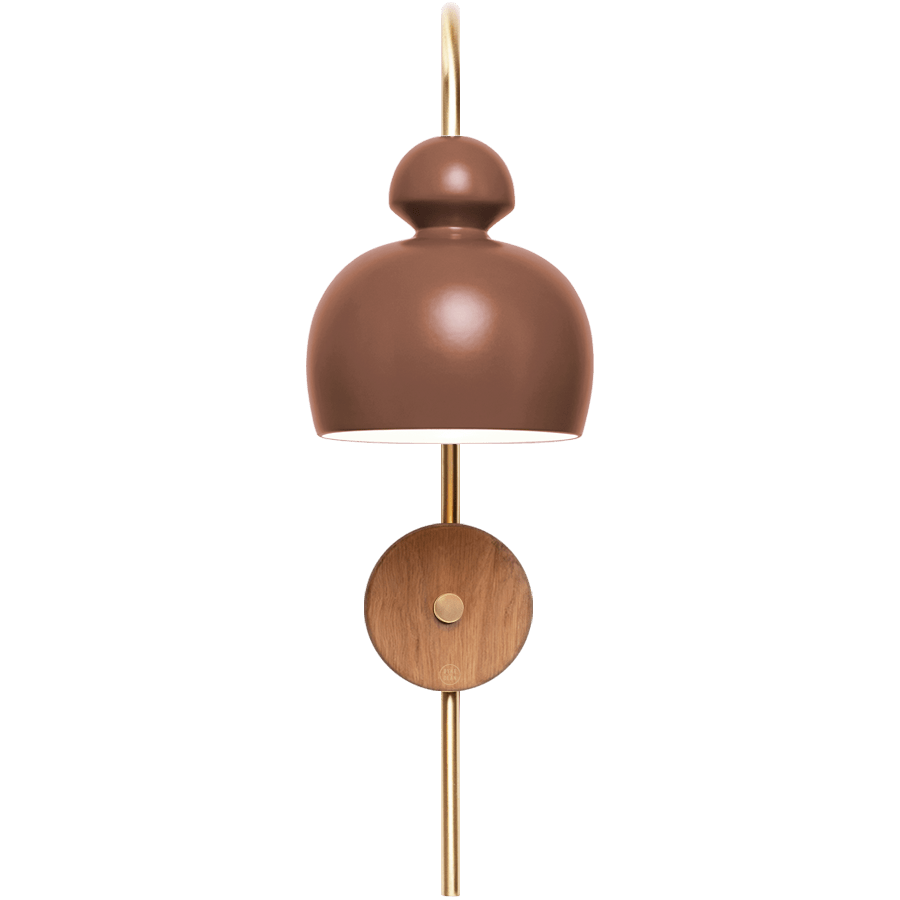 MOBO CERAMIC SWAN WALL LIGHT BRASS WALNUT - DYKE & DEAN