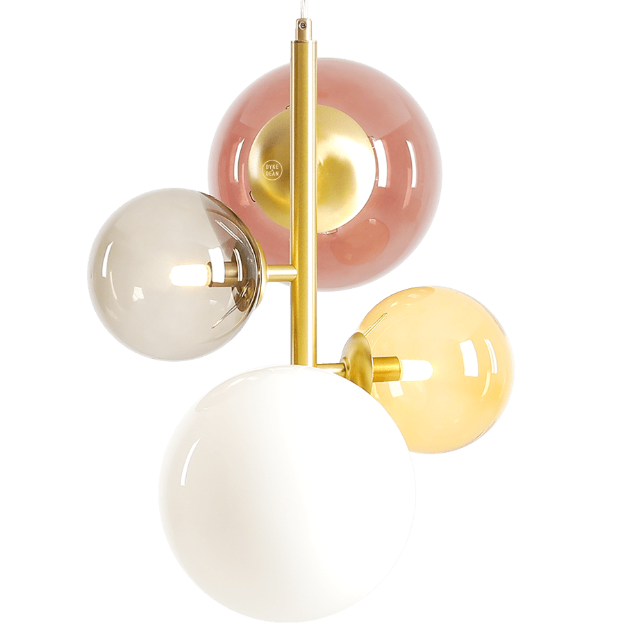 MULTI OPAL GLOBE BLOOM PENDANT LIGHT COLOUR GLASS - DYKE & DEAN