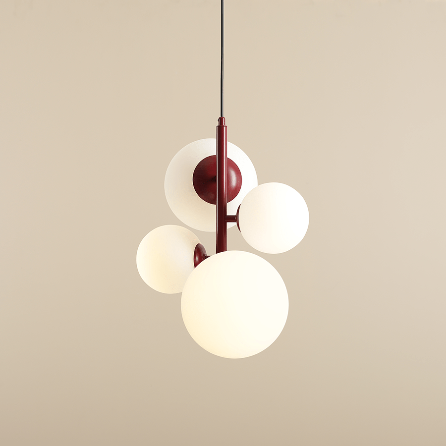 MULTI OPAL GLOBE BLOOM PENDANT LIGHT RED WINE - DYKE & DEAN