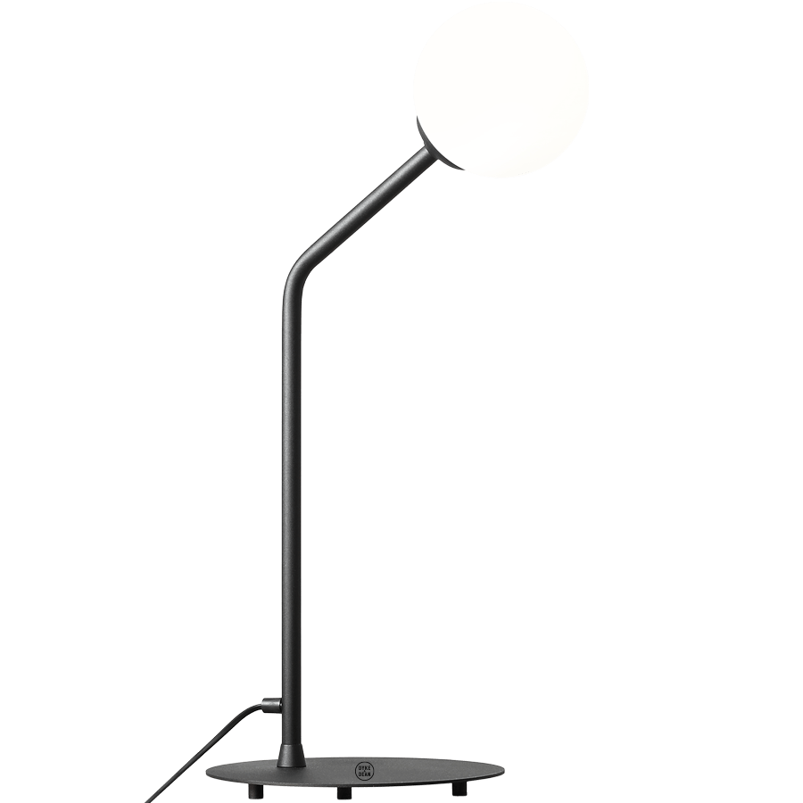 OPAL GLASS ARM GLOBE TABLE LIGHT BLACK - DYKE & DEAN