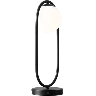 OPAL GLASS LOOP GLOBE TABLE LIGHT BLACK - DYKE & DEAN