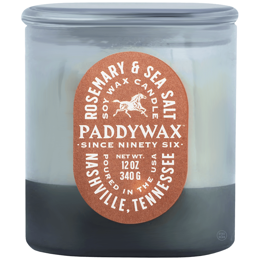 PADDYWAX VISTA LARGE DENIM BLUE GLASS CANDLE ROSEMARY & SEA SALT - DYKE & DEAN