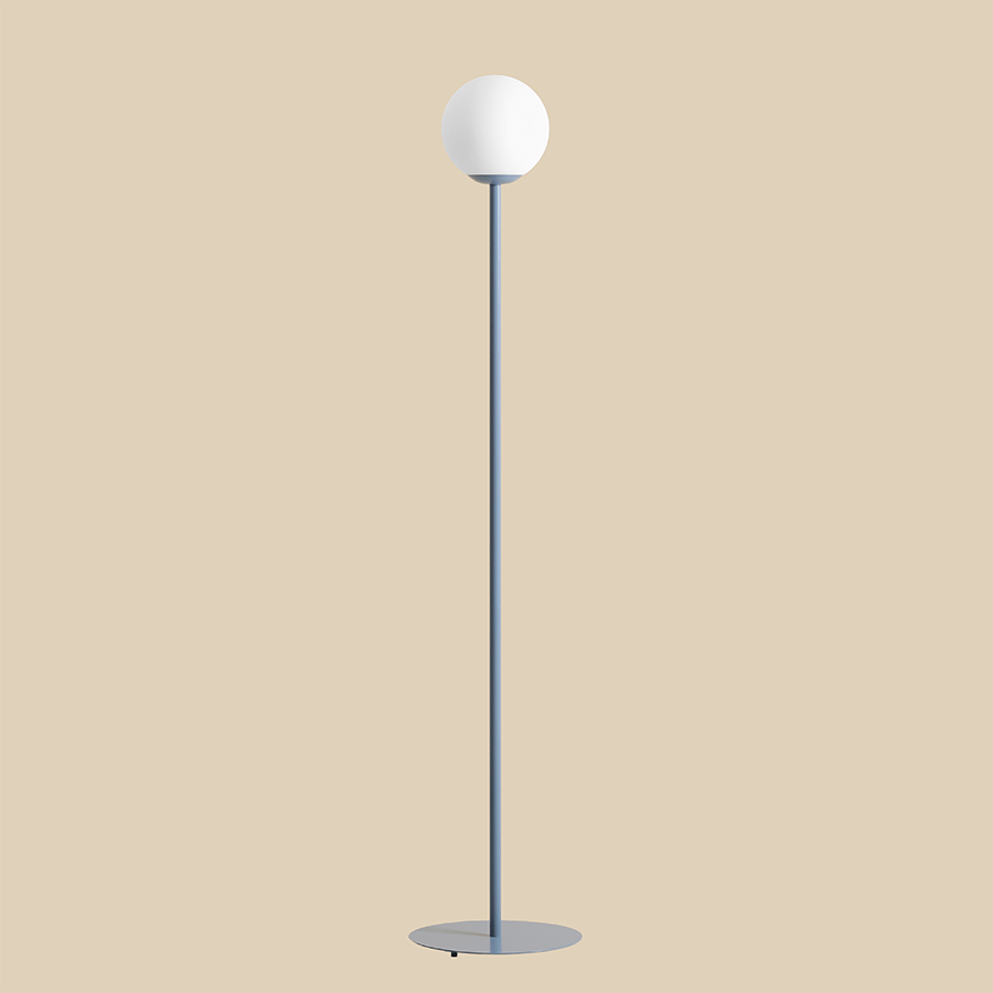 PINNE OPAL GLASS GLOBE FLOOR LIGHT DUSTY BLUE - DYKE & DEAN