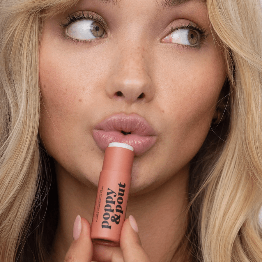 POPPY & POUT POMEGRANATE PEACH LIP BALM - DYKE & DEAN