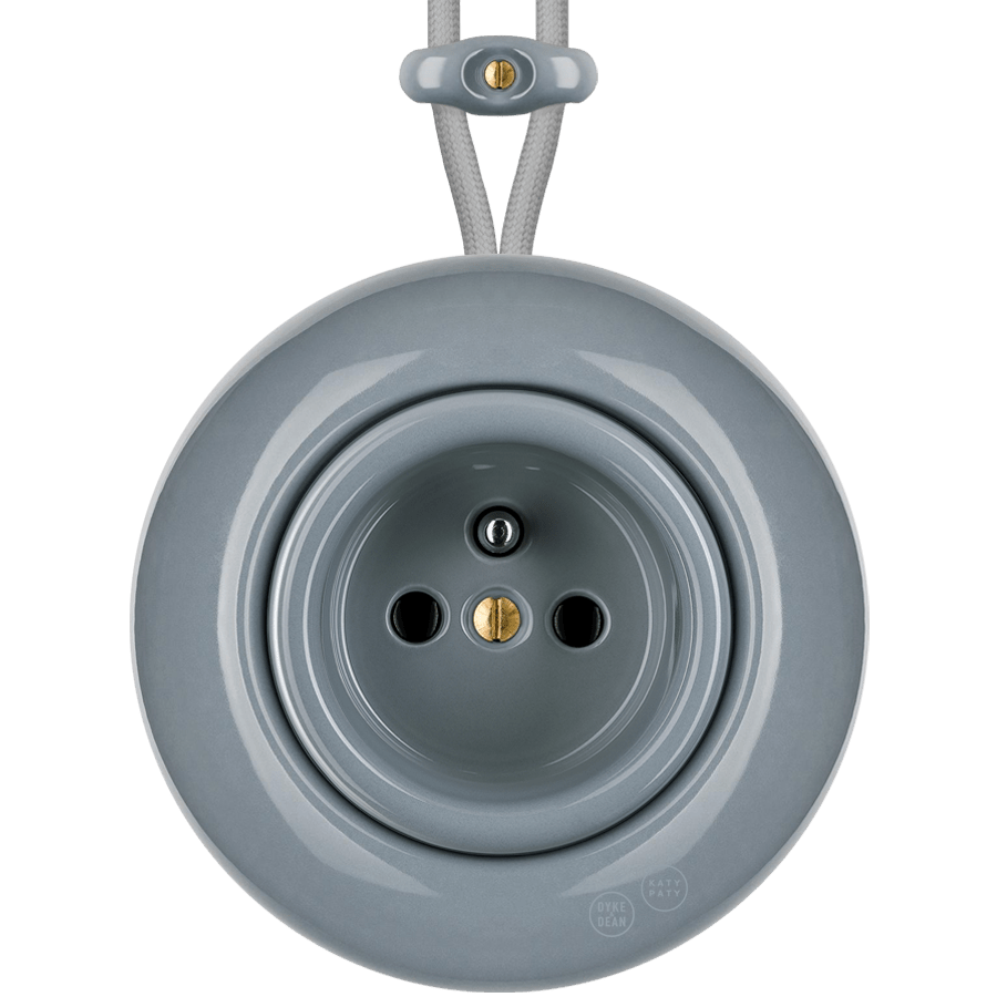 PORCELAIN KATY PATY COLONA ROUND SURFACE MOUNTED EURO SOCKET ASH GREY - DYKE & DEAN