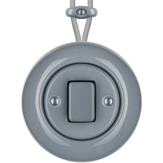 PORCELAIN KATY PATY COLONA ROUND SURFACE MOUNTED FAT BUTTON SWITCH ASH GREY - DYKE & DEAN