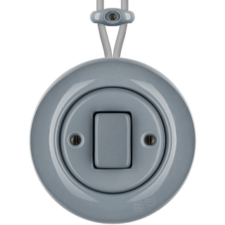 PORCELAIN KATY PATY COLONA ROUND SURFACE MOUNTED FAT BUTTON SWITCH ASH GREY - DYKE & DEAN