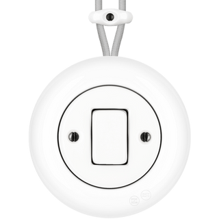 PORCELAIN KATY PATY COLONA ROUND SURFACE MOUNTED FAT BUTTON SWITCH WHITE - DYKE & DEAN