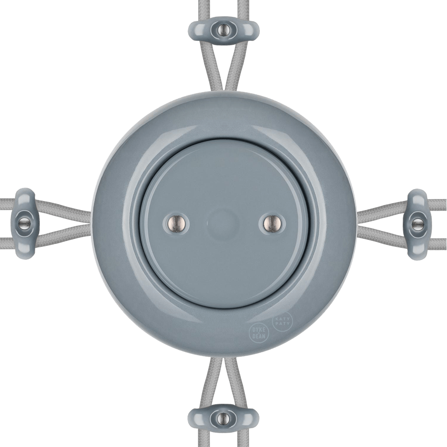 PORCELAIN KATY PATY COLONA ROUND SURFACE MOUNTED JUNCTION BOX ASH GREY - DYKE & DEAN