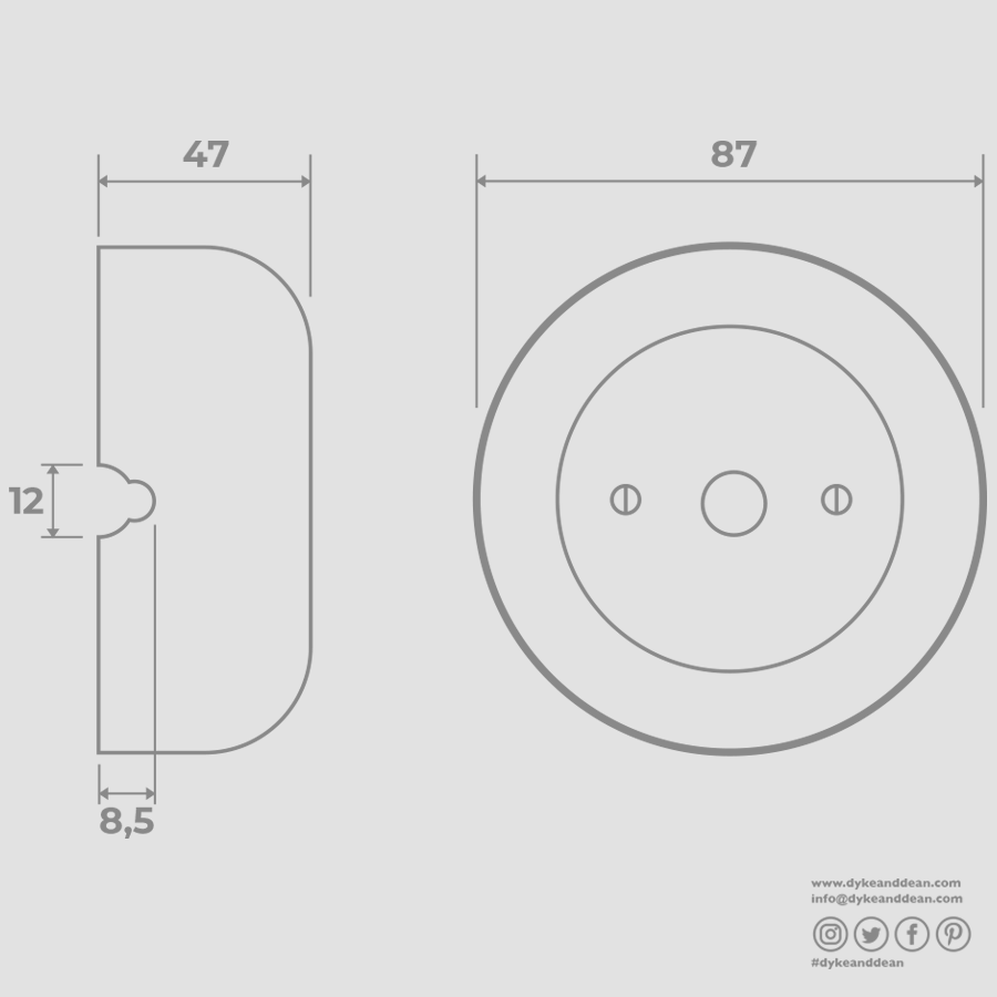 PORCELAIN KATY PATY COLONA ROUND SURFACE MOUNTED JUNCTION BOX ASH GREY - DYKE & DEAN