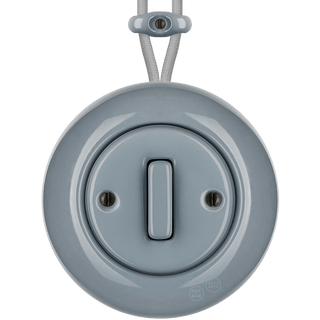 PORCELAIN KATY PATY COLONA ROUND SURFACE MOUNTED SLIM BUTTON SWITCH ASH GREY - DYKE & DEAN