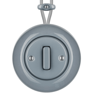 PORCELAIN KATY PATY COLONA ROUND SURFACE MOUNTED SLIM BUTTON SWITCH ASH GREY - DYKE & DEAN