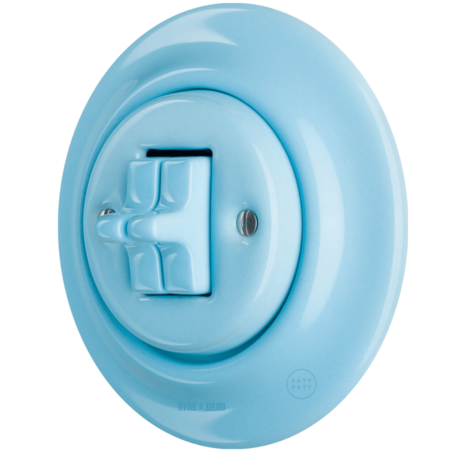 PORCELAIN WALL LIGHT SWITCH 2 TOGGLE PASTEL BLUE - DYKE & DEAN