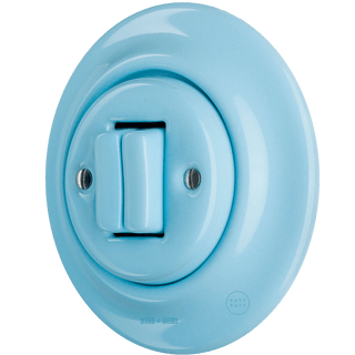 PORCELAIN WALL LIGHT SWITCH DOUBLE PASTEL BLUE - DYKE & DEAN