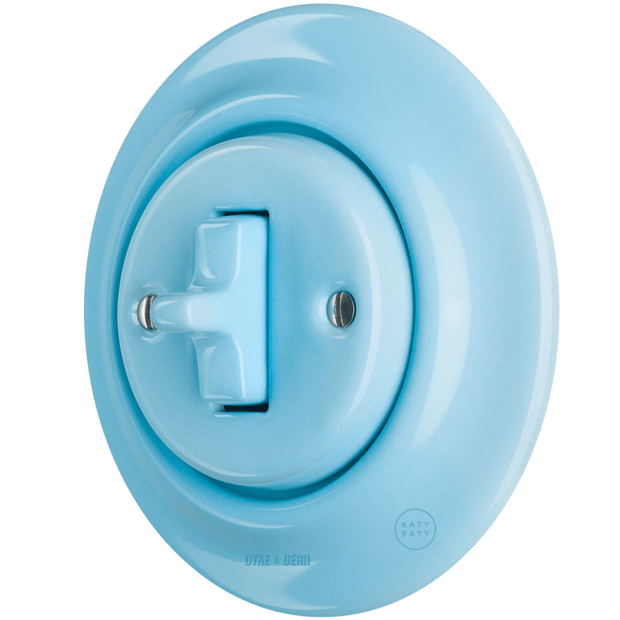 PORCELAIN WALL LIGHT SWITCH PASTEL BLUE TOGGLE - DYKE & DEAN