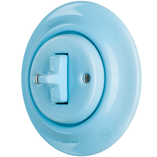 PORCELAIN WALL LIGHT SWITCH PASTEL BLUE TOGGLE - DYKE & DEAN