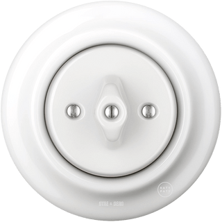 PORCELAIN WALL LIGHT SWITCH WHITE ROTARY - DYKE & DEAN