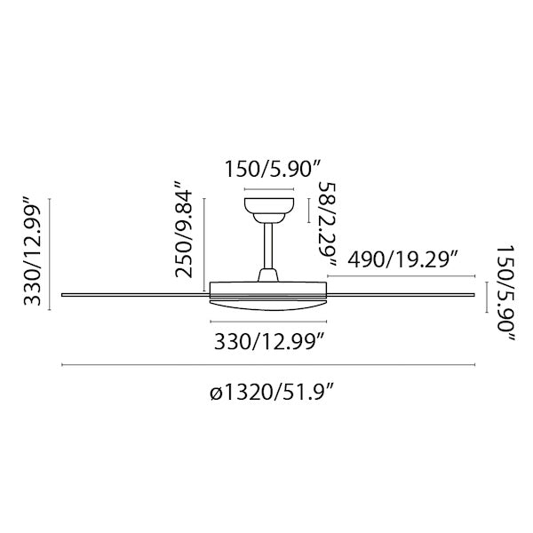 REMOTE LED WHITE 5 BLADE CEILING FAN OUTLET - DYKE & DEAN