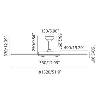 REMOTE LED WHITE 5 BLADE CEILING FAN OUTLET - DYKE & DEAN