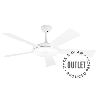 REMOTE LED WHITE 5 BLADE CEILING FAN OUTLET - DYKE & DEAN