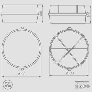 ROUND BULKHEAD WHITE DUROPLAST OPAL GLASS - DYKE & DEAN