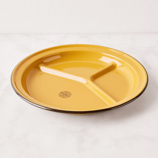 SET OF 2 YELLOW ENAMEL DIVIDED CAMP PLATES - DYKE & DEAN