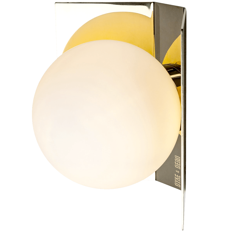 SHADED GLOBE WALL LIGHTS PLATED - DYKE & DEAN