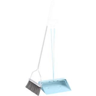 SMILEY DUST BROOM SET LONG HANDLE BLUE - DYKE & DEAN