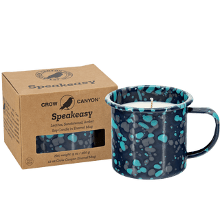 SPEAKEASY ENAMEL 9OZ MUG WITH SOY CANDLE NAVY - DYKE & DEAN