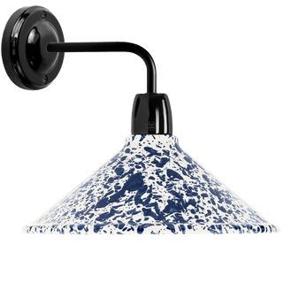 SPLATTERWARE CONE SHADE BLACK WALL ARM LIGHT NAVY - DYKE & DEAN