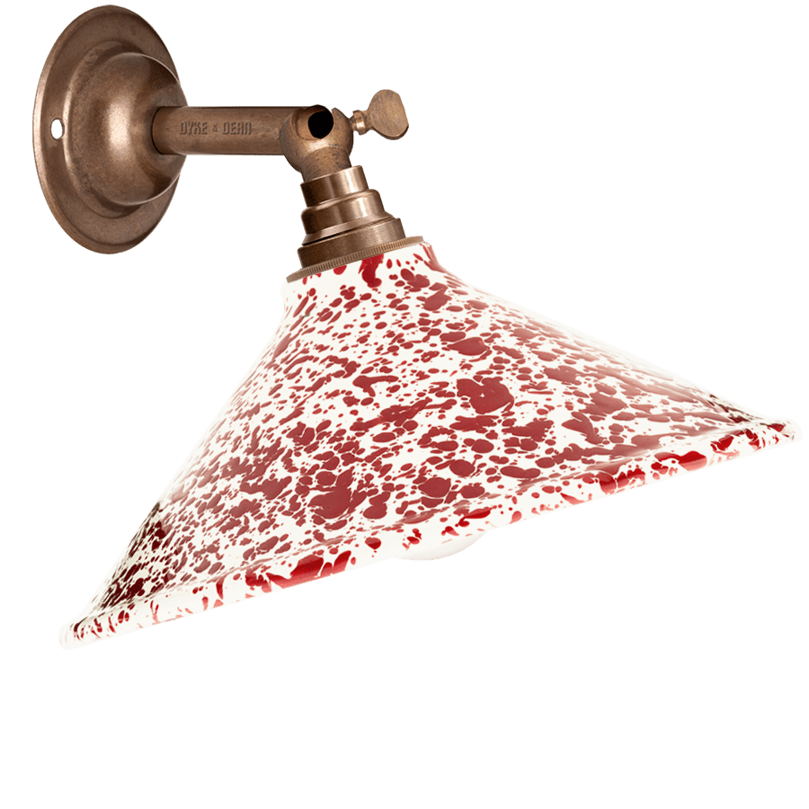 SPLATTERWARE CONE SHADE WALL LAMP BURGUNDY - DYKE & DEAN