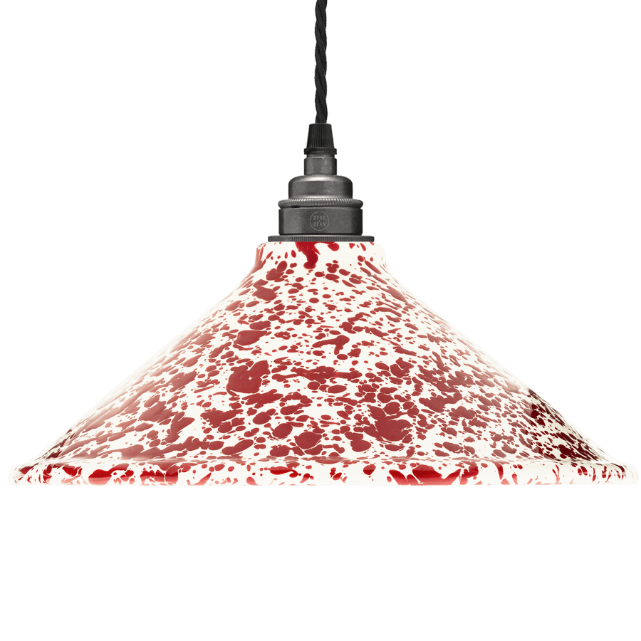 SPLATTERWARE ENAMEL CONE SHADE BURGUNDY - DYKE & DEAN