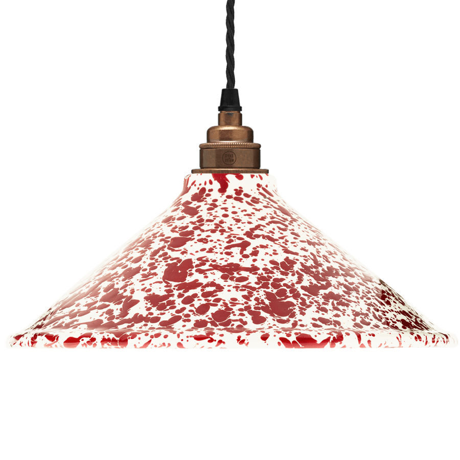 SPLATTERWARE ENAMEL CONE SHADE BURGUNDY - DYKE & DEAN