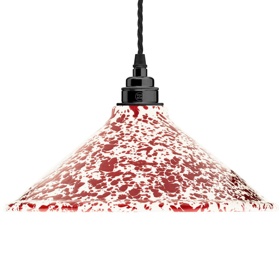 SPLATTERWARE ENAMEL CONE SHADE BURGUNDY - DYKE & DEAN