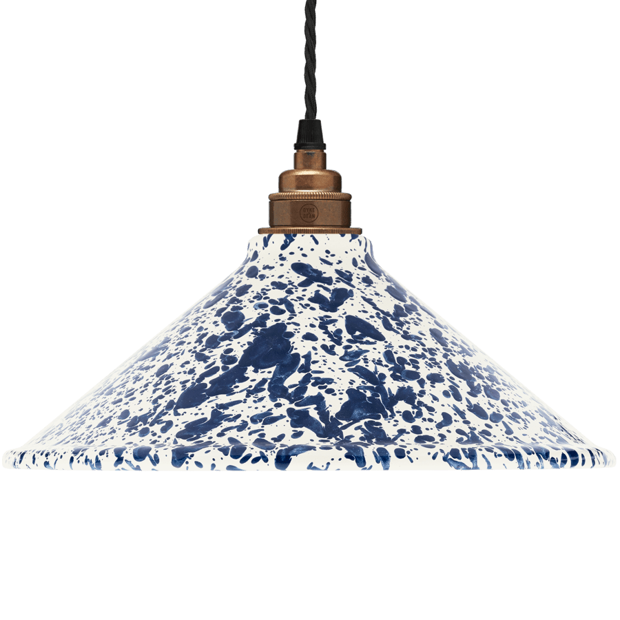 SPLATTERWARE ENAMEL CONE SHADE NAVY - DYKE & DEAN