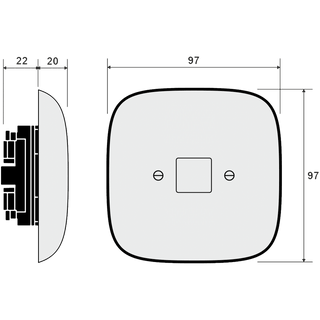 SQUARE PORCELAIN HDMI WALL SOCKET ASH GREY - DYKE & DEAN