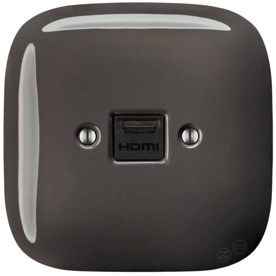 SQUARE PORCELAIN HDMI WALL SOCKET BROWN - DYKE & DEAN