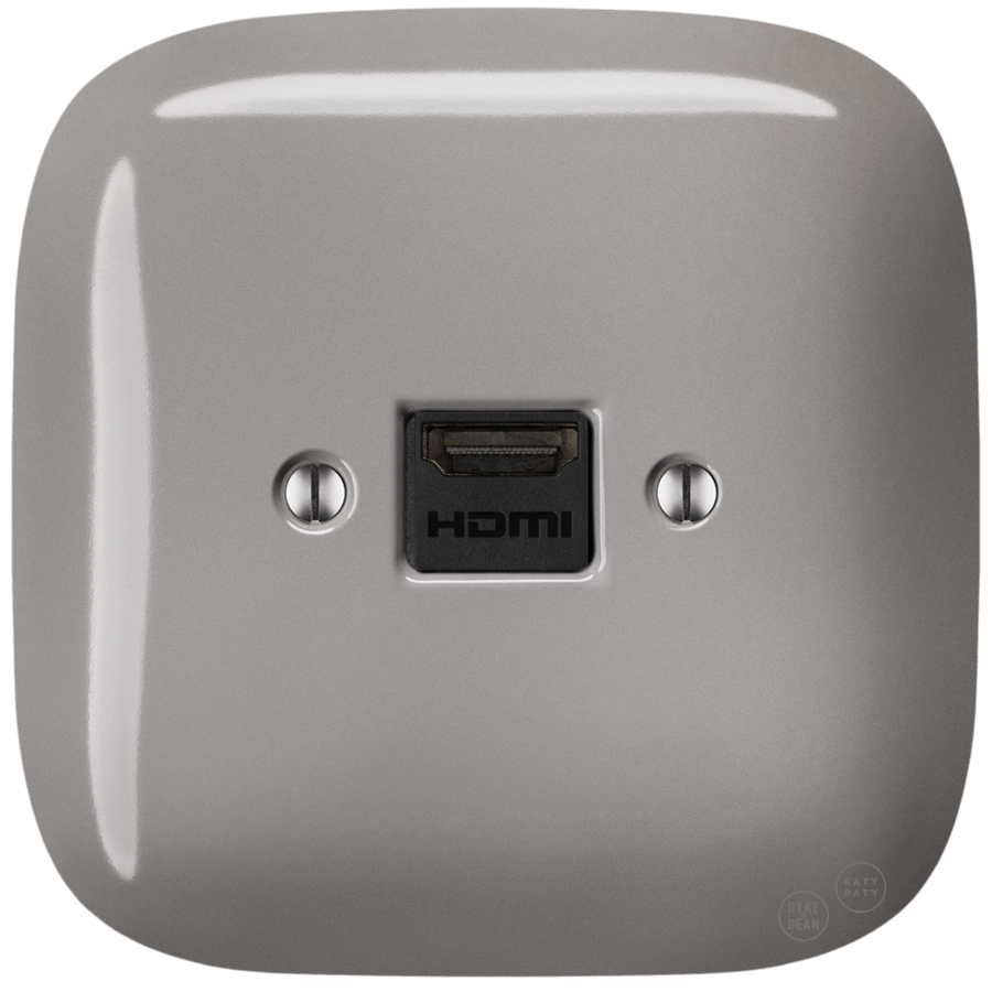 SQUARE PORCELAIN HDMI WALL SOCKET CAPPUCCINO - DYKE & DEAN