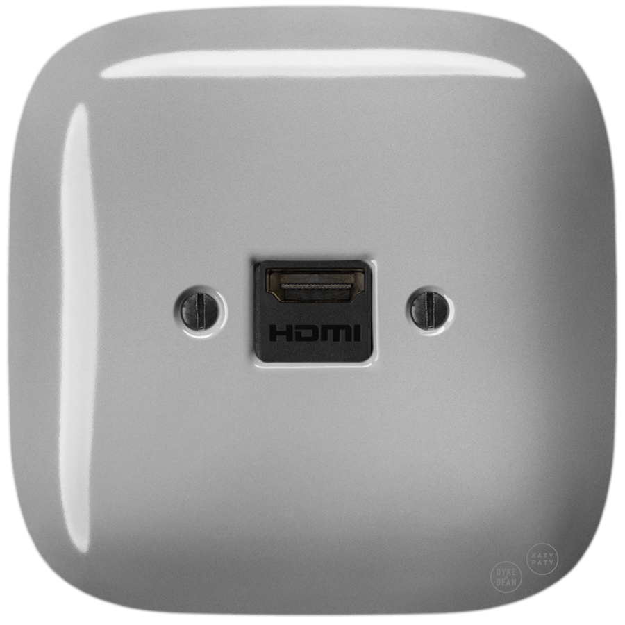 SQUARE PORCELAIN HDMI WALL SOCKET GREY - DYKE & DEAN