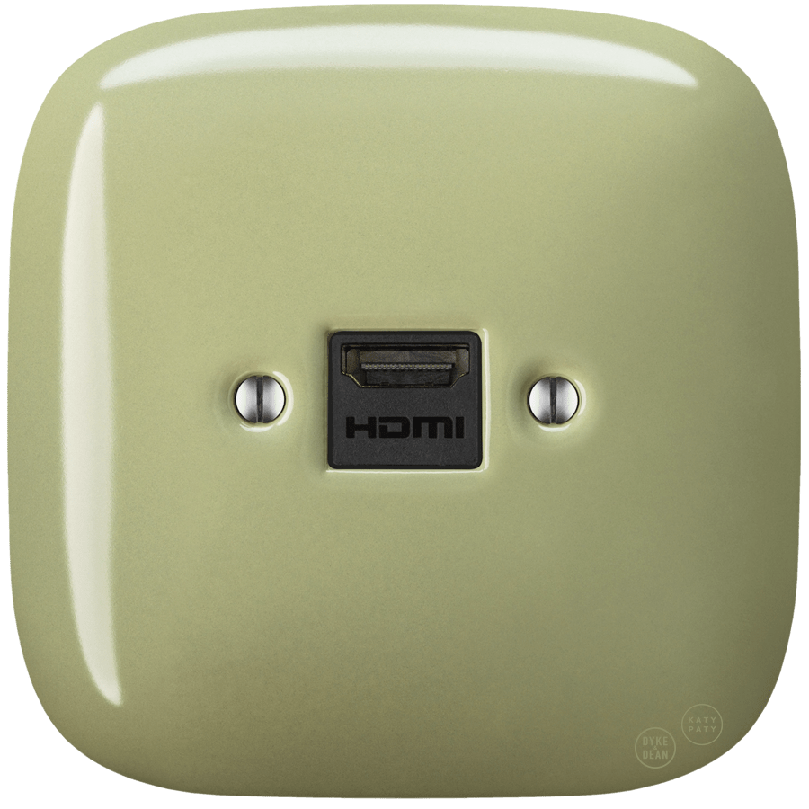 SQUARE PORCELAIN HDMI WALL SOCKET MOSS GREEN - DYKE & DEAN