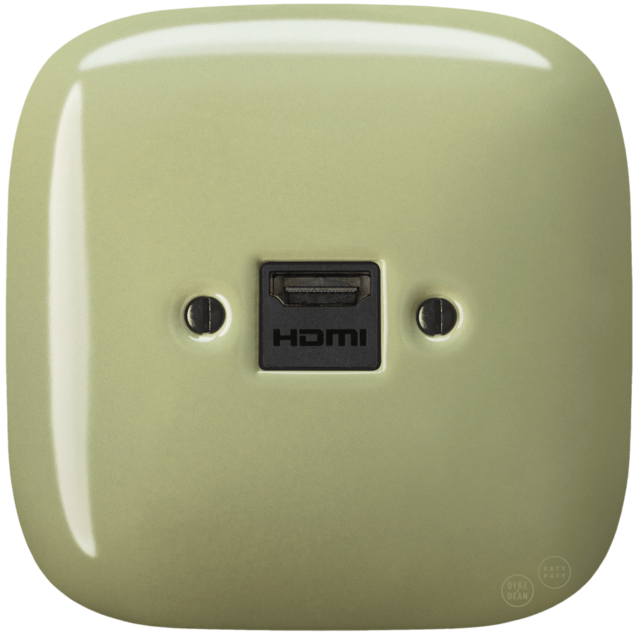 SQUARE PORCELAIN HDMI WALL SOCKET MOSS GREEN - DYKE & DEAN