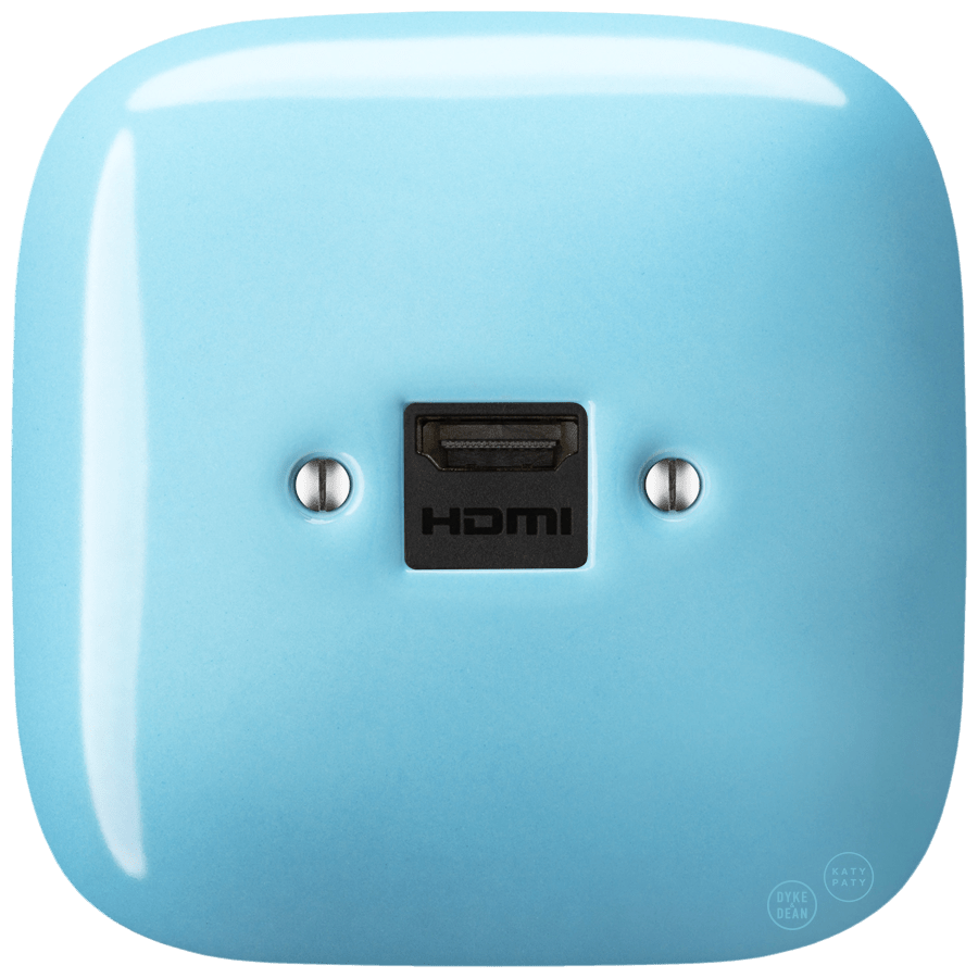 SQUARE PORCELAIN HDMI WALL SOCKET PASTEL BLUE - DYKE & DEAN