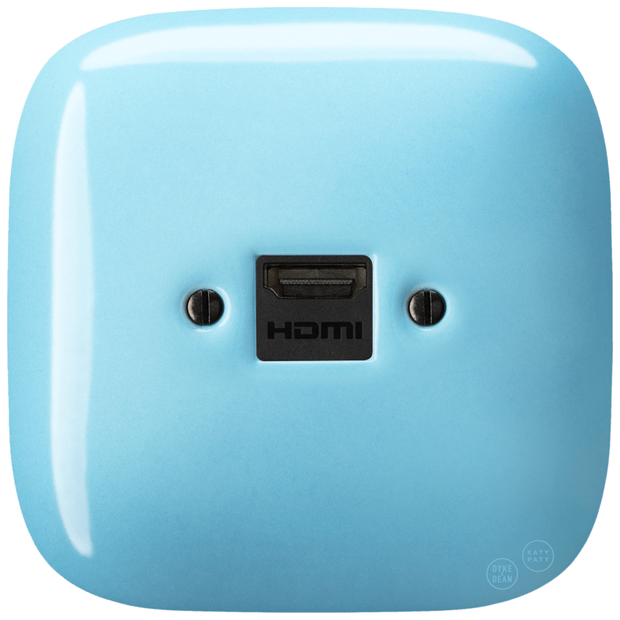 SQUARE PORCELAIN HDMI WALL SOCKET PASTEL BLUE - DYKE & DEAN