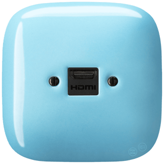 SQUARE PORCELAIN HDMI WALL SOCKET PASTEL BLUE - DYKE & DEAN