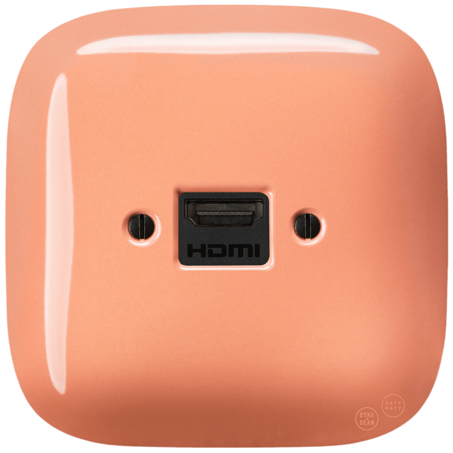 SQUARE PORCELAIN HDMI WALL SOCKET SALMON - DYKE & DEAN