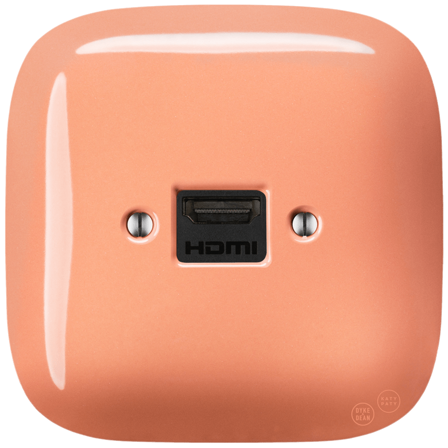 SQUARE PORCELAIN HDMI WALL SOCKET SALMON - DYKE & DEAN