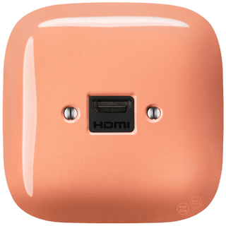 SQUARE PORCELAIN HDMI WALL SOCKET SALMON - DYKE & DEAN