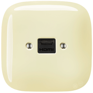 SQUARE PORCELAIN HDMI WALL SOCKET VANILLA - DYKE & DEAN