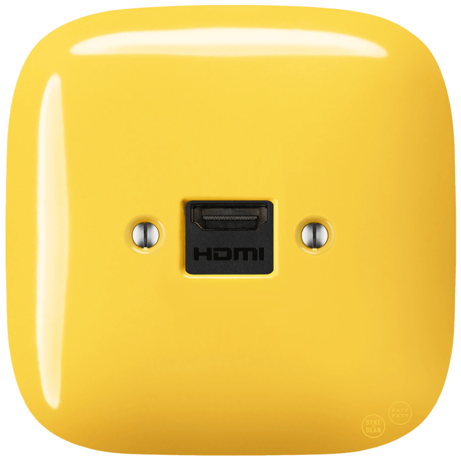 SQUARE PORCELAIN HDMI WALL SOCKET YELLOW - DYKE & DEAN